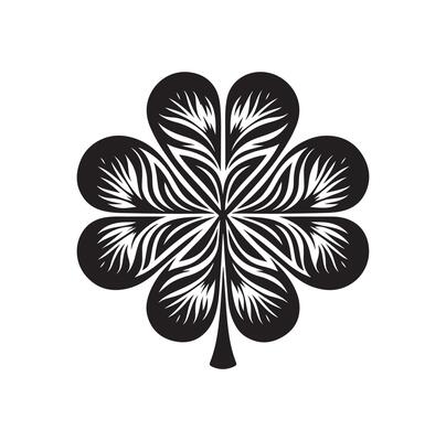 Four leaf clover icon illustration Black icon isolated on white background silhouette