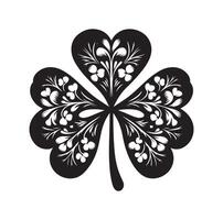 Four leaf clover icon illustration Black icon isolated on white background silhouette vector