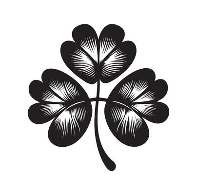 Four leaf clover icon illustration Black icon isolated on white background silhouette