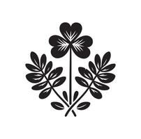 Four leaf clover icon illustration Black icon isolated on white background silhouette vector