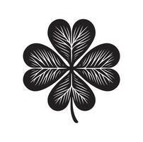 Four leaf clover icon illustration Black icon isolated on white background silhouette vector