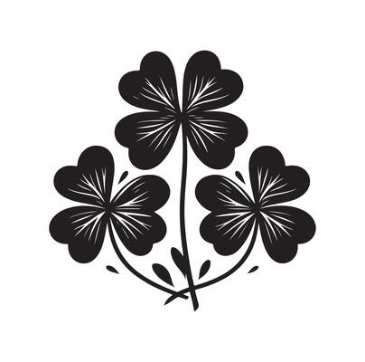 Four leaf clover icon illustration Black icon isolated on white background silhouette