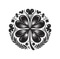 Four leaf clover icon illustration Black icon isolated on white background silhouette vector