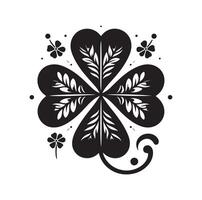 Four leaf clover icon illustration Black icon isolated on white background silhouette vector