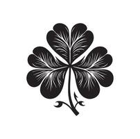 Four leaf clover icon illustration Black icon isolated on white background silhouette vector