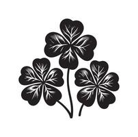 Four leaf clover icon illustration Black icon isolated on white background silhouette vector