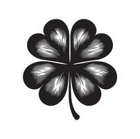 Four leaf clover icon illustration Black icon isolated on white background silhouette vector