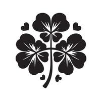 Four leaf clover icon illustration Black icon isolated on white background silhouette vector