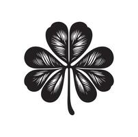 Four leaf clover icon illustration Black icon isolated on white background silhouette vector