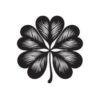 Four leaf clover icon illustration Black icon isolated on white background silhouette vector