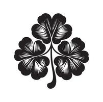 Four leaf clover icon illustration Black icon isolated on white background silhouette vector