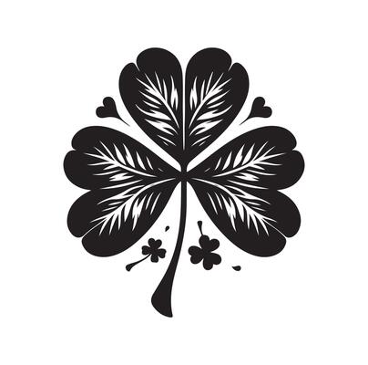 Four leaf clover icon illustration Black icon isolated on white background silhouette