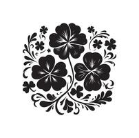 Four leaf clover icon illustration Black icon isolated on white background silhouette vector