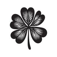 Four leaf clover icon illustration Black icon isolated on white background silhouette vector