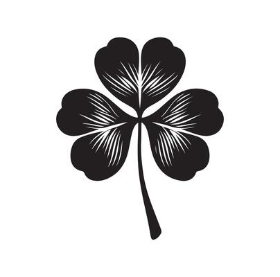 Four leaf clover icon illustration Black icon isolated on white background silhouette