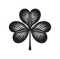 Four leaf clover icon illustration Black icon isolated on white background silhouette vector