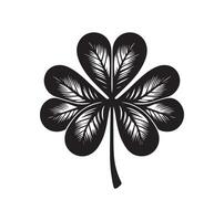 Four leaf clover icon illustration Black icon isolated on white background silhouette vector