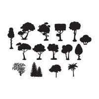 set of tree silhouettes vector