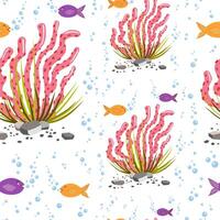 Beautiful seamless tropical pattern with corals. Perfect for wallpapers, web page backgrounds, surface textures, textile. Living coral and fish seamless pattern vector