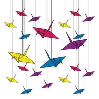 origami birds background vector