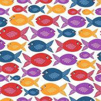 Seamless pattern from decorative colorful fish on white background. vector