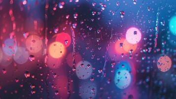 A blurry image of raindrops on a window photo