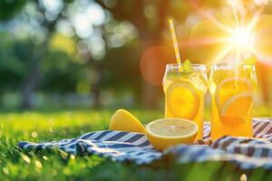 Two glasses of lemonade with a slice of lemon in each photo