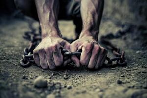Freedom person broken chains photo