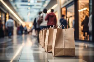 Shopping bags are on the floor in a mall photo