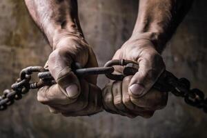 Freedom person broken chains photo