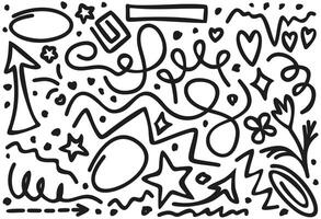 Doodle elements collection. Monochrome isolated set vector