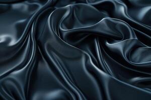 Black silk texture luxurious satin for abstract background. Fabric of dark tone photo