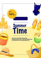 Poster template for summer time vector