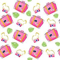 Pattern suitcase and camera for summer or travel vector