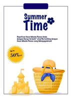 Poster template for summer time vector