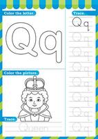 A to Z English worksheet trace alphabet design for handwriting A4. English worksheet vector