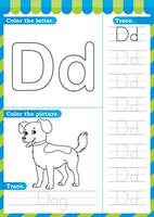 A to Z English worksheet trace alphabet design for handwriting A4. English worksheet vector