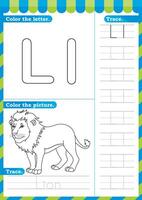 A to Z English worksheet trace alphabet design for handwriting A4. English worksheet vector