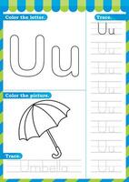 A to Z English worksheet trace alphabet design for handwriting A4. English worksheet vector