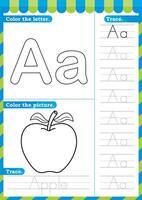 A to Z English worksheet trace alphabet design for handwriting A4. English worksheet vector