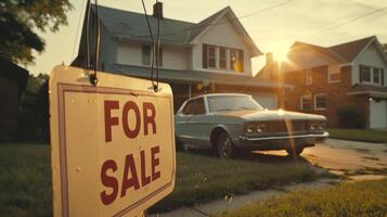 A house with a For Sale sign on the front photo