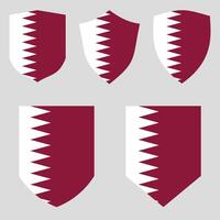 Set of Qatar Flag in Shield Shape Frame vector