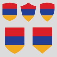 conjunto de Armenia bandera en proteger forma vector