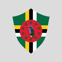 dominica bandera en proteger forma marco vector