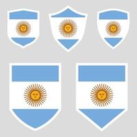 conjunto de argentina bandera en proteger forma vector