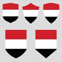 Set of Yemen Flag in Shield Shape Frame vector