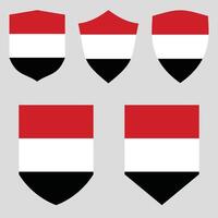 Set of Yemen Flag in Shield Shape Frame vector