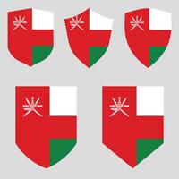 Set of Oman Flag in Shield Shape Frame vector