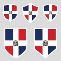 conjunto de dominicano república bandera en proteger forma marco vector