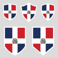 Set of Dominican Republic Flag in Shield Shape Frame vector